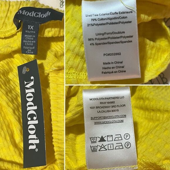Modcloth Winner's Circle Skater Skirt Textured Mini Skirt Yellow ALine 1X NWT - Picture 11 of 13